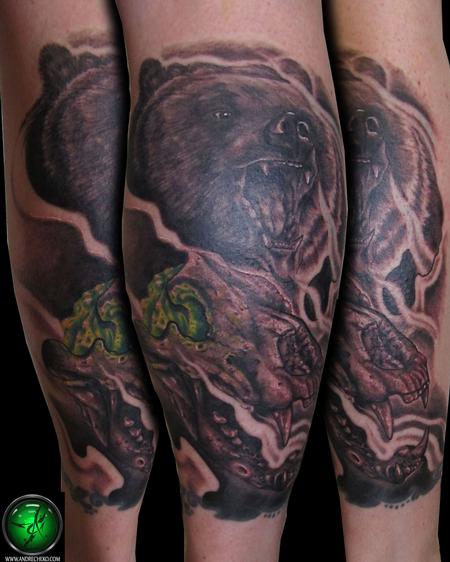 Andre Cheko - Bear and Skull tattoo